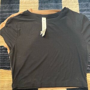 ALO Yoga Black Ribbed Crop Top